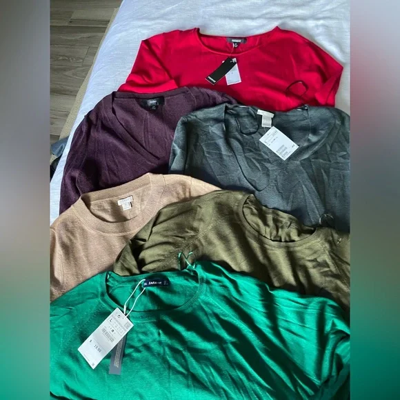 Group of 6 knit cardigans Jcrew H&M Banana Rep Mossimo Premis many NWT all M - Picture 1 of 16